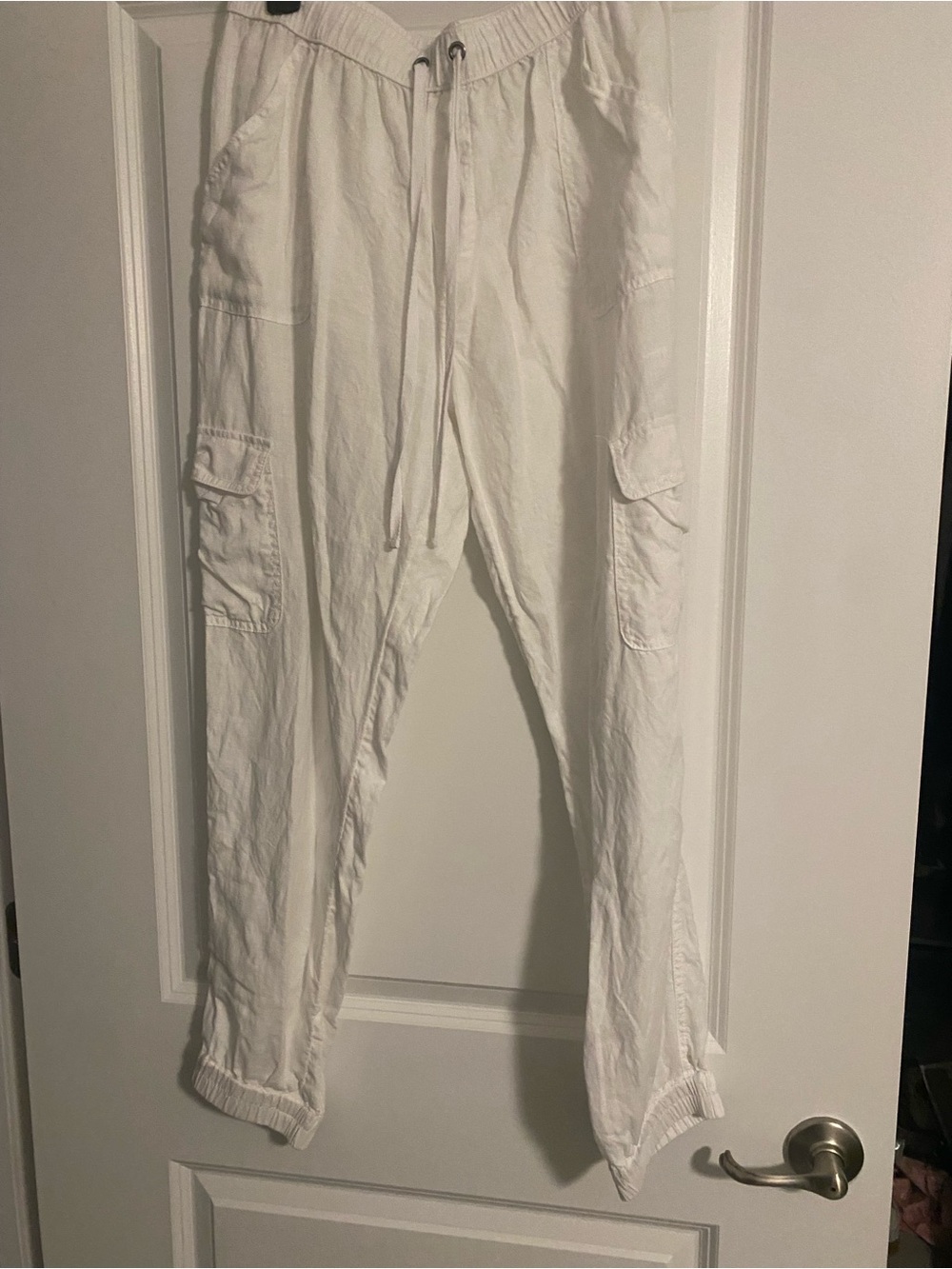 Nicole Miller White Cargo Jogger Pants
